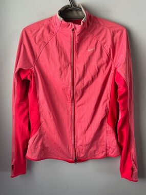 Nike Dri-Fit Two Tone Pink Coral Stretch Lightweight Full-Zip Jacket Size M